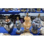 Four assorted table lamps, including a crystalline glaze example Condition Report:Available upon