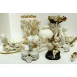 A collection of Moore porcelain, a pair of continental salts, etc Condition Report:Available upon