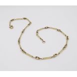 A 9ct gold fancy baton link necklace, hallmarked London 1979, length 43cm, weight 15.5gms