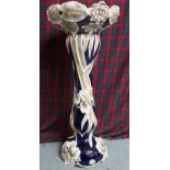 A 20th century dark blue foliate patterned jardiniere, 85cm high Condition Report:Available upon