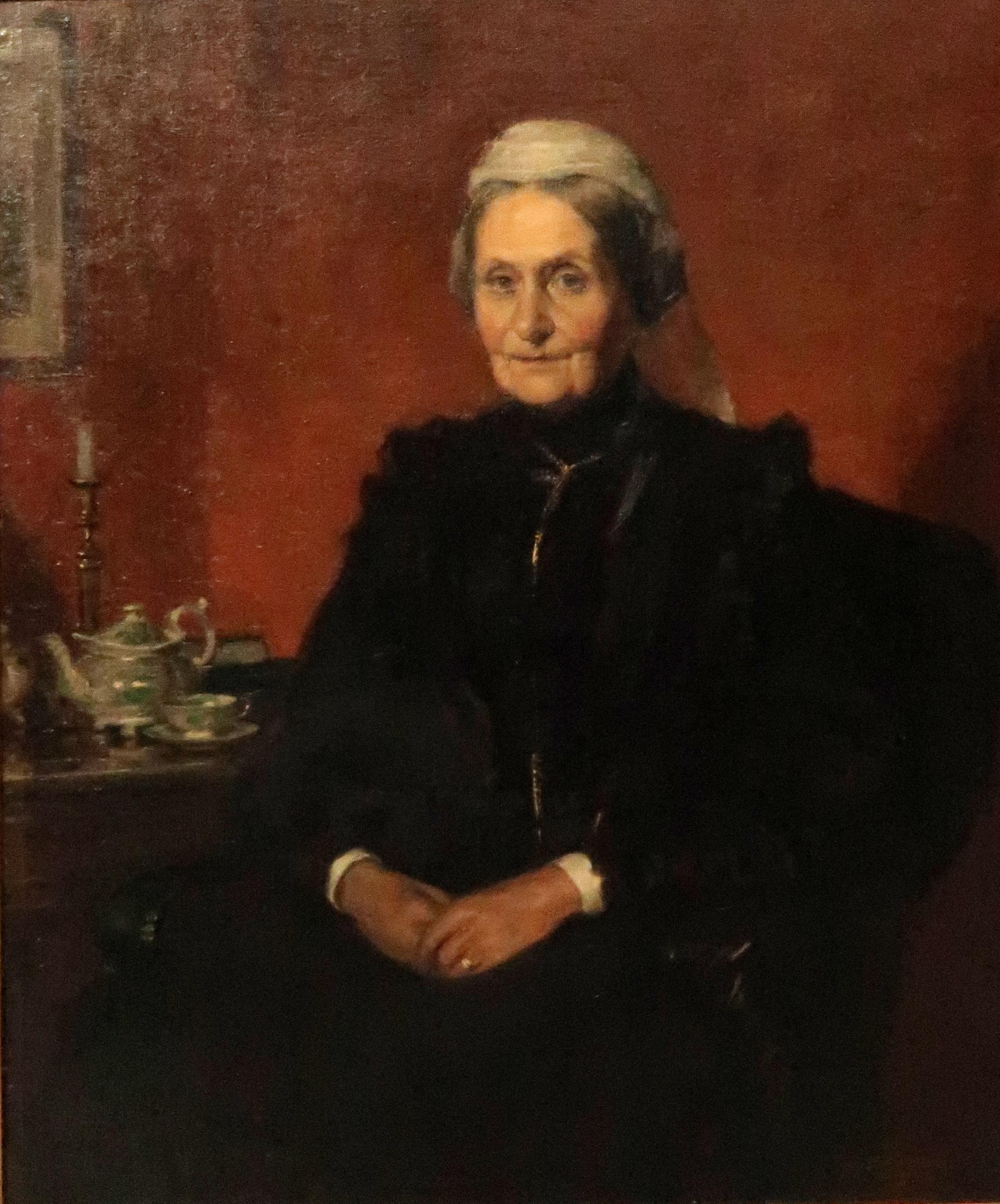 A.P.DIXON Lady seated,three quarter length, portrait, signed, oil on canvas, dated, 1906 60 x 50cm