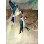 RALSTON GUDGEON RSW Swallows, signed, watercolour, 38 x 28cm Condition Report:Available upon