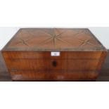 A Victorian mahogany and satinwood inlaid writing slope with baize skiver and fitted interior,