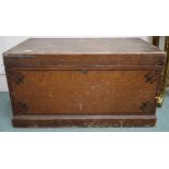 A Victorian pine blanket chest with hinged lid on plinth base, 51cm high x 96cm wide x 55cm deep