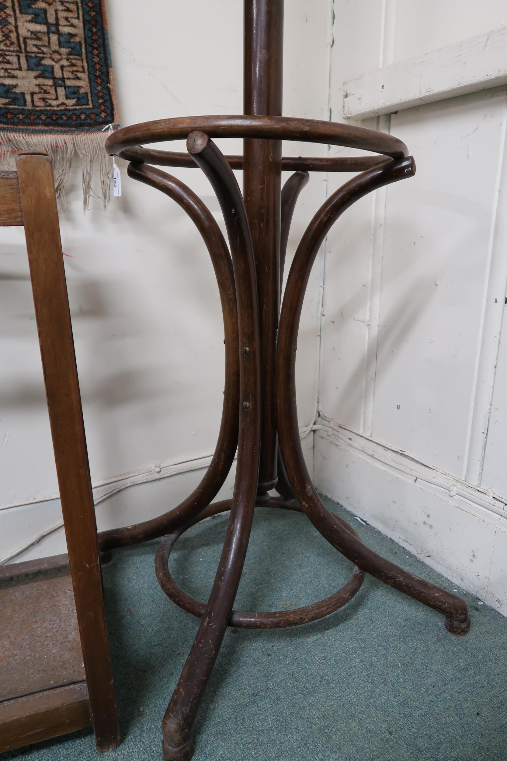 A late Victorian six branch bentwood hat and coat stand, 193cm high and an oak umbrella stand, - Image 4 of 5