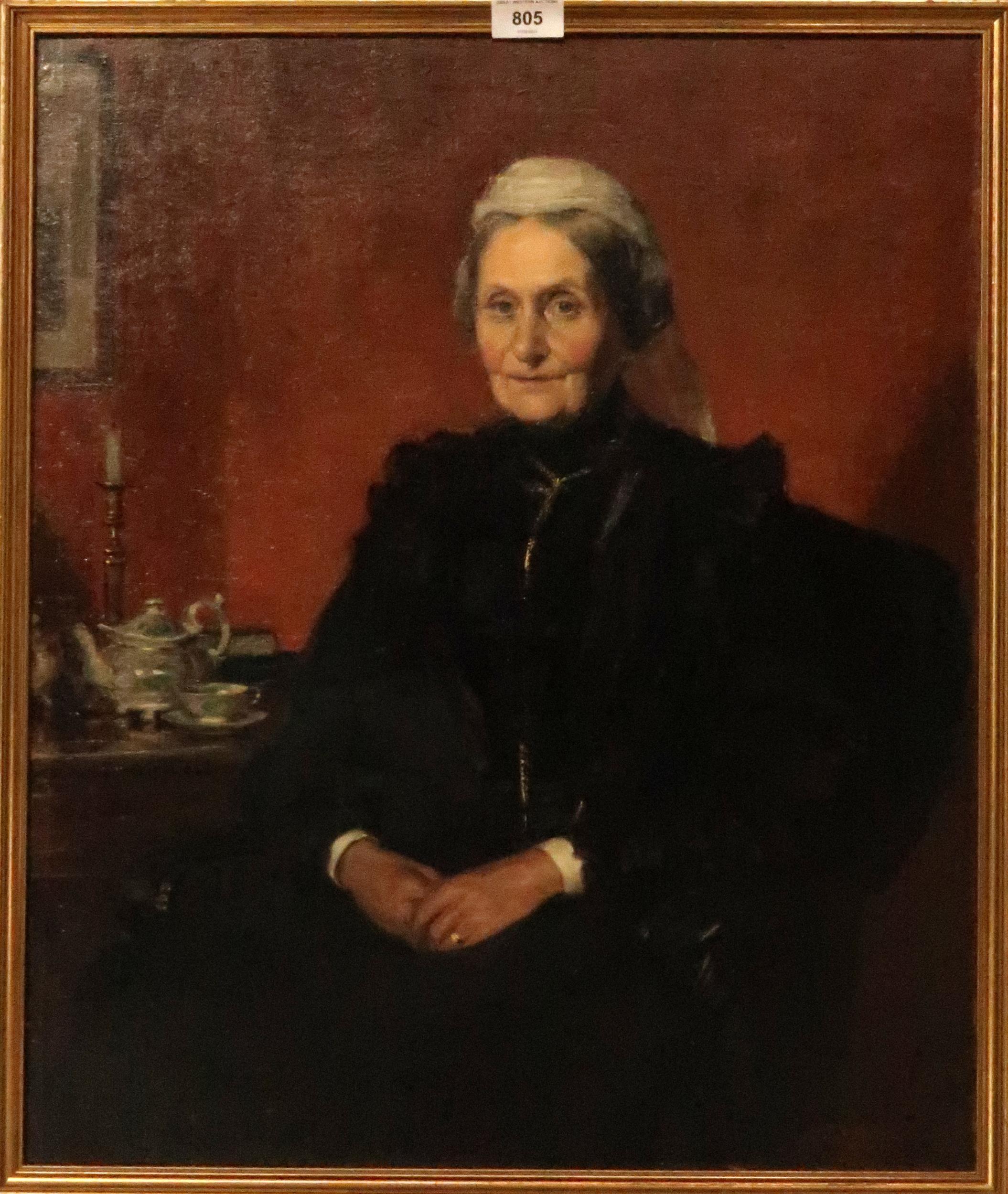 A.P.DIXON Lady seated,three quarter length, portrait, signed, oil on canvas, dated, 1906 60 x 50cm - Image 2 of 3