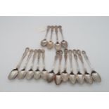 A collection of flatware, including a set Victorian silver tea spoons, by John Murray or John