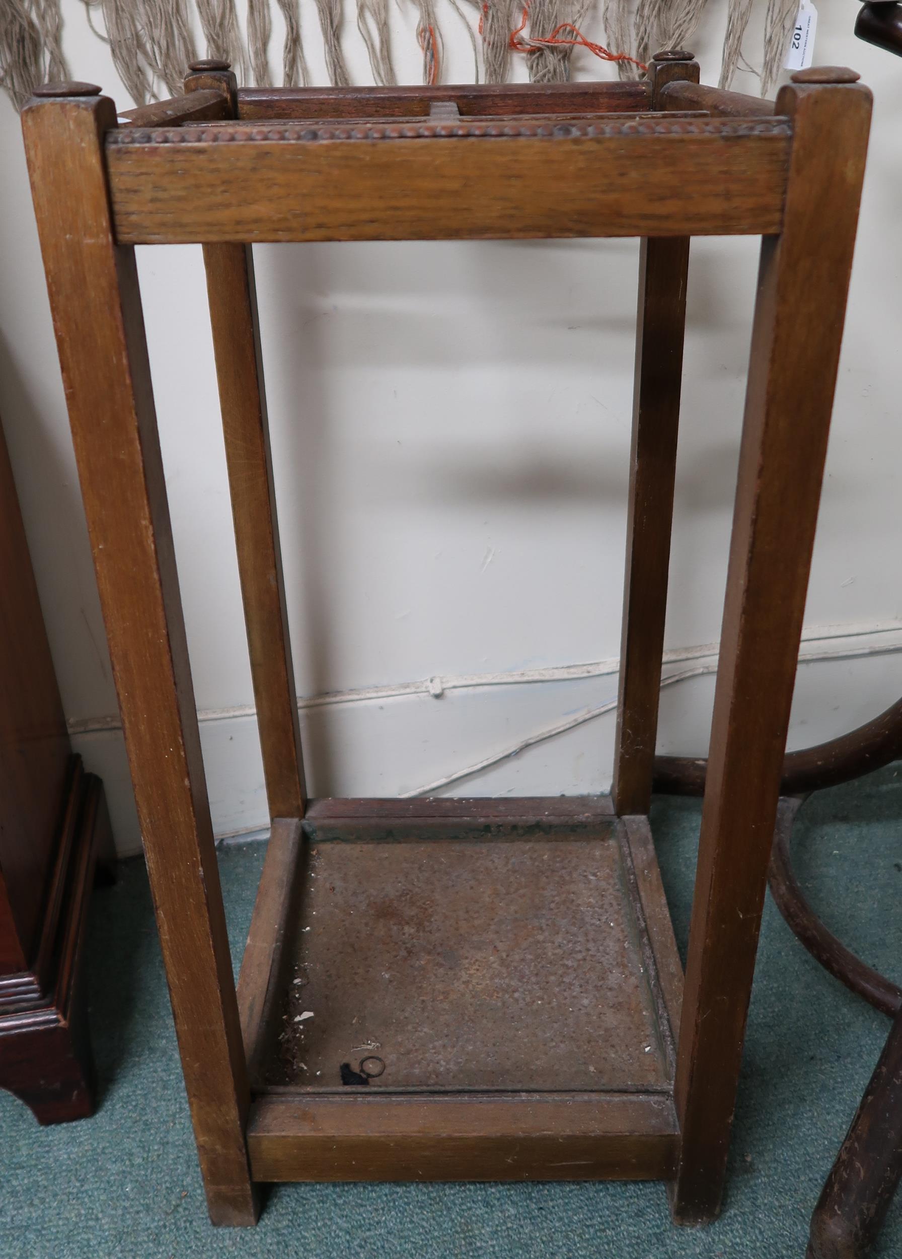 A late Victorian six branch bentwood hat and coat stand, 193cm high and an oak umbrella stand, - Image 2 of 5