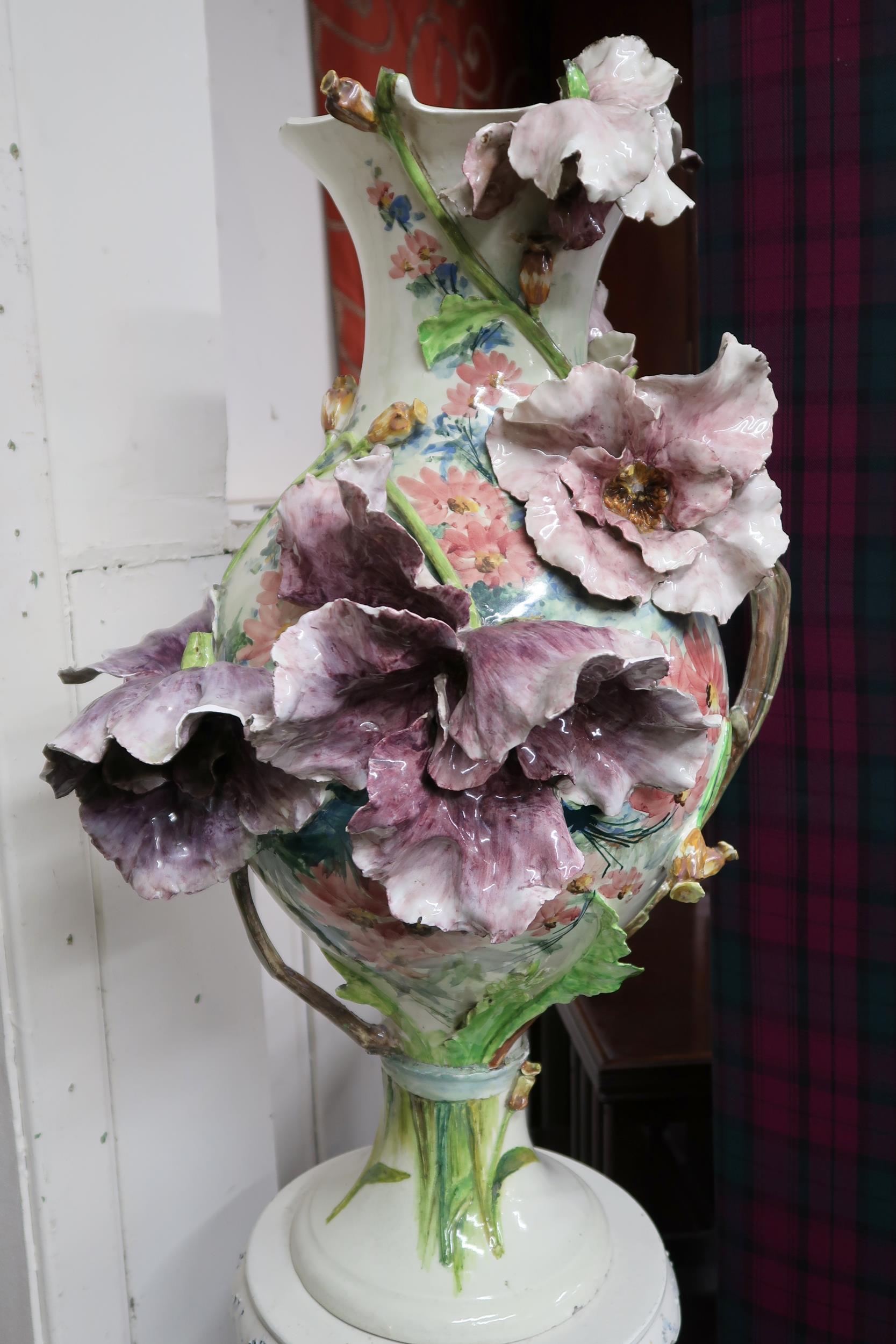 A 20th century ceramic floral pattern jardiniere on stand, 163cm high Condition Report:Available - Image 2 of 7