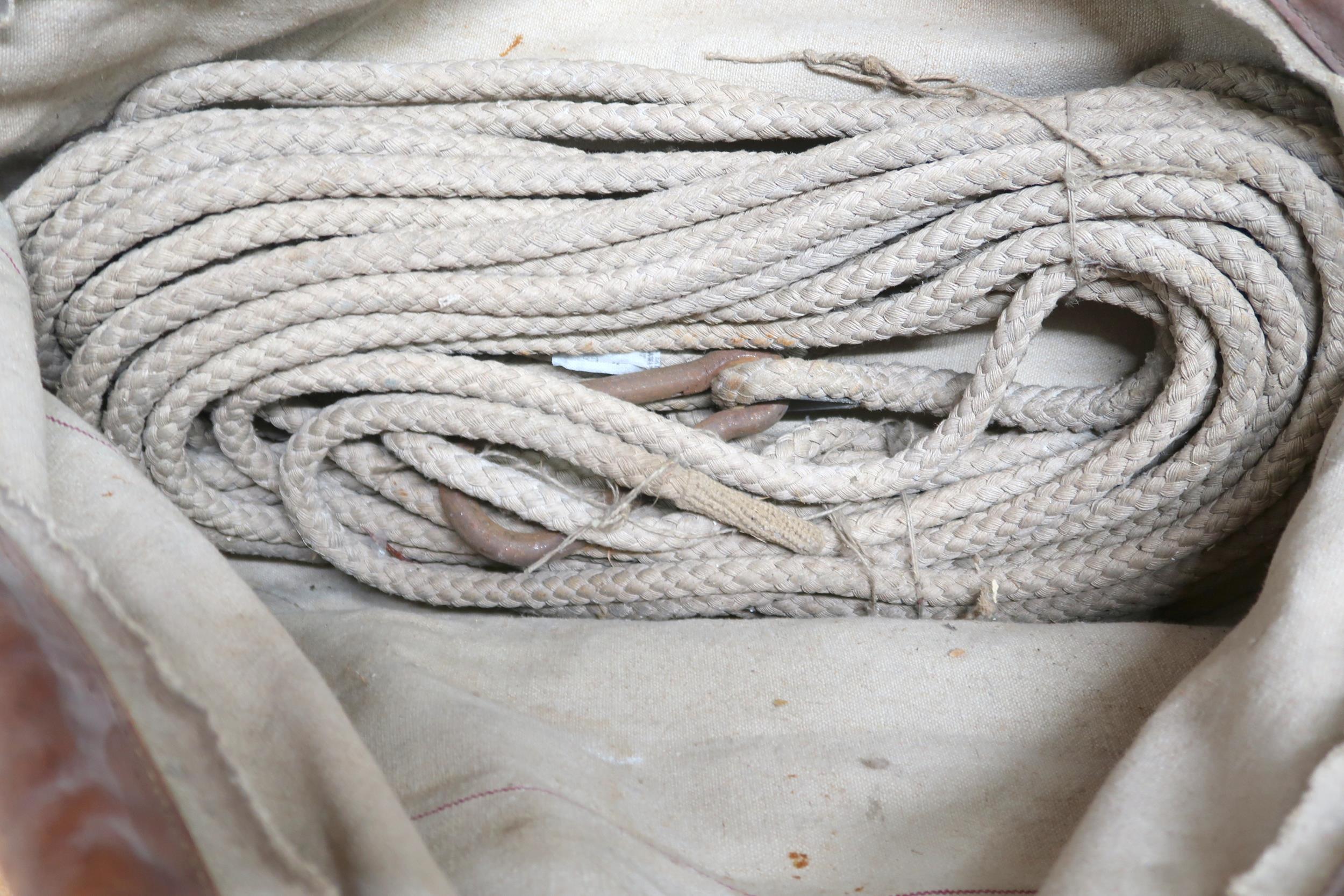 A mixed lot to include canvas and leather cargo sling with length of robe, Davy automatic safety - Image 6 of 8