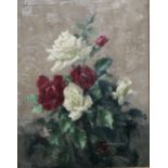 ELIZABETH BRIDGE Mixed roses, signed, oil on canvas, 45 x 34cm  Condition Report:Available upon