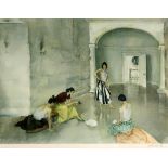 WILLIAM RUSSELL FLINT (SCOTTISH 1880-1969) WOMEN PLAYING CARDS Print multiple, 36 x 50cm Condition