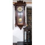 A 20th century mahogany cased Gustav Becker wall clock and a Chinese style hexagonal glazed