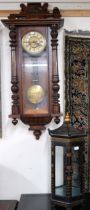 A 20th century mahogany cased Gustav Becker wall clock and a Chinese style hexagonal glazed