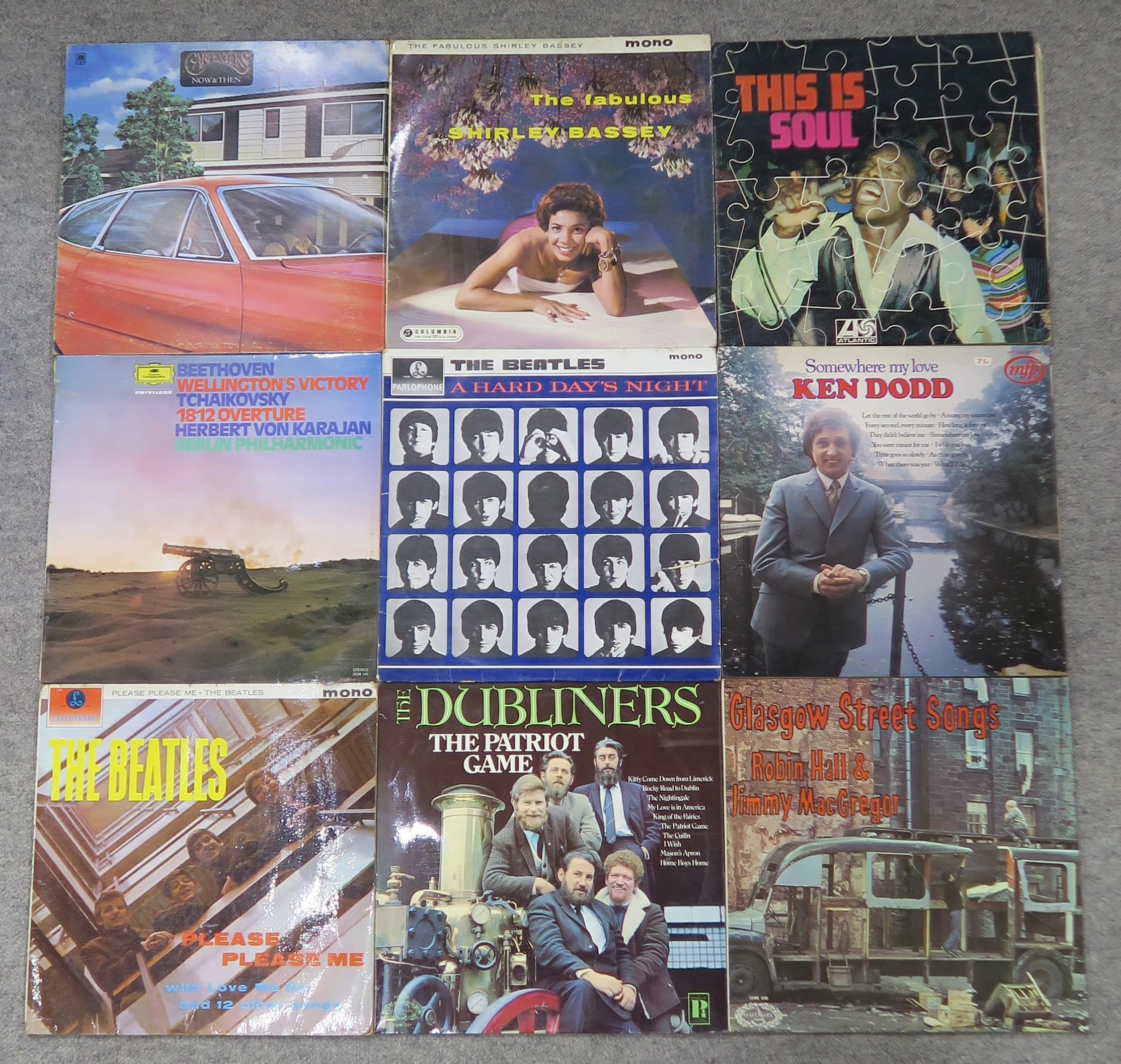 VINYL RECORDS a box of pop, country and easy listening vinyl LP records with The Beatles Please