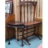 A lot comprising 20th century mahogany demi lune occasional table, another occasional table with