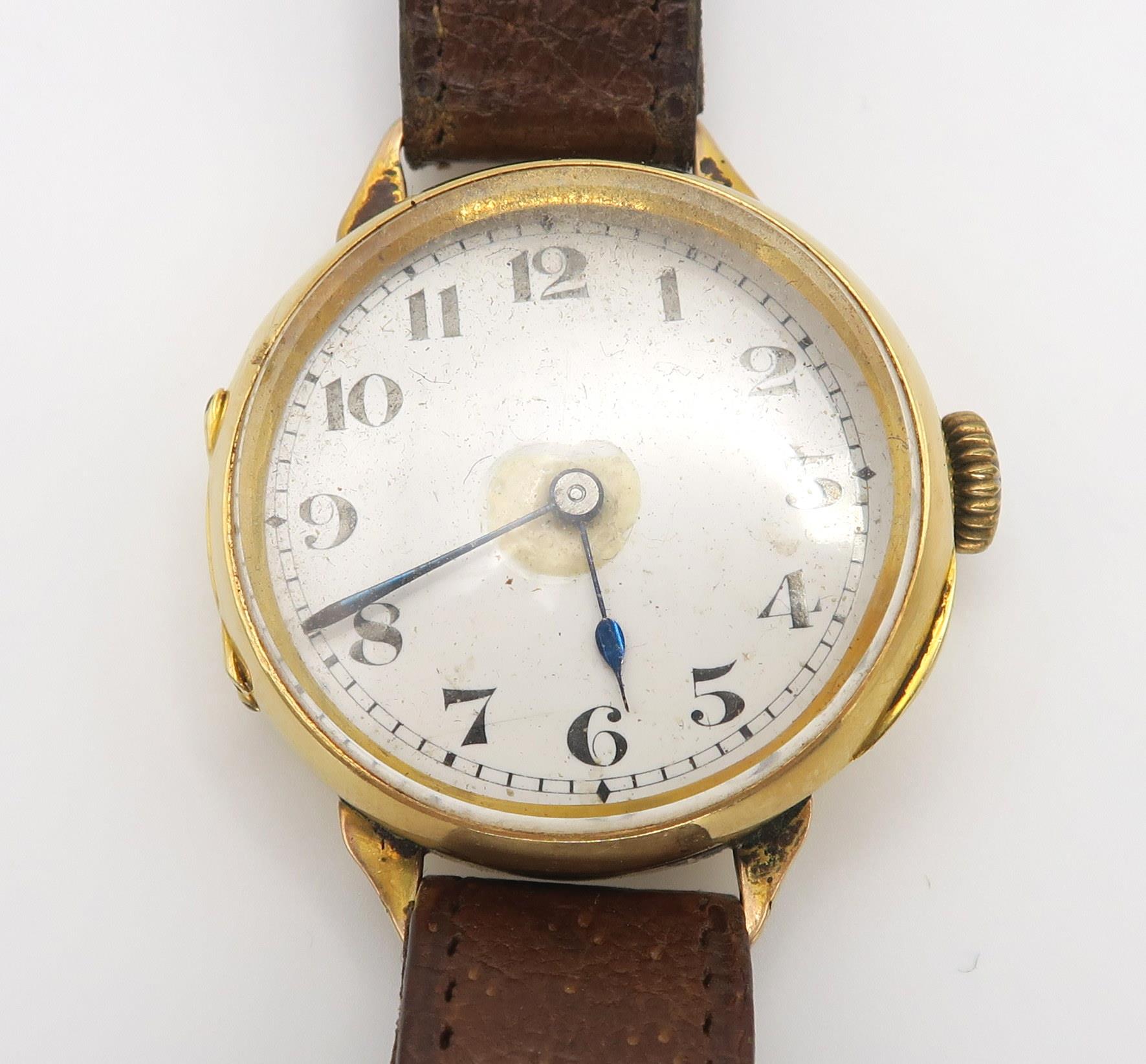An 18ct gold gents Swiss watch, diameter 3.3cm, weight with strap and mechanism 36gms Condition - Image 3 of 6