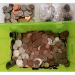 A quantity of Victoria pennies and half pennies and other British coins together with a small