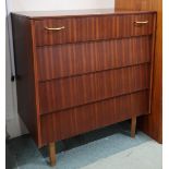 A mid 20th century teak Avalon chest of four drawers on tapering supports, 84cm high x 76cm wide x