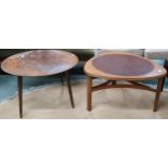 A mid 20th century teak Nathan coffee table, 43cm high x 76cm diameter and another mid 20th