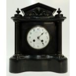 A black slate mantle clock, retailed by J Cameron and Son, Kilmarnock Condition Report:Available