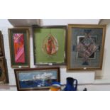 A collection of textile artworks, many by Jane Seel, and assorted artworks Condition Report:No