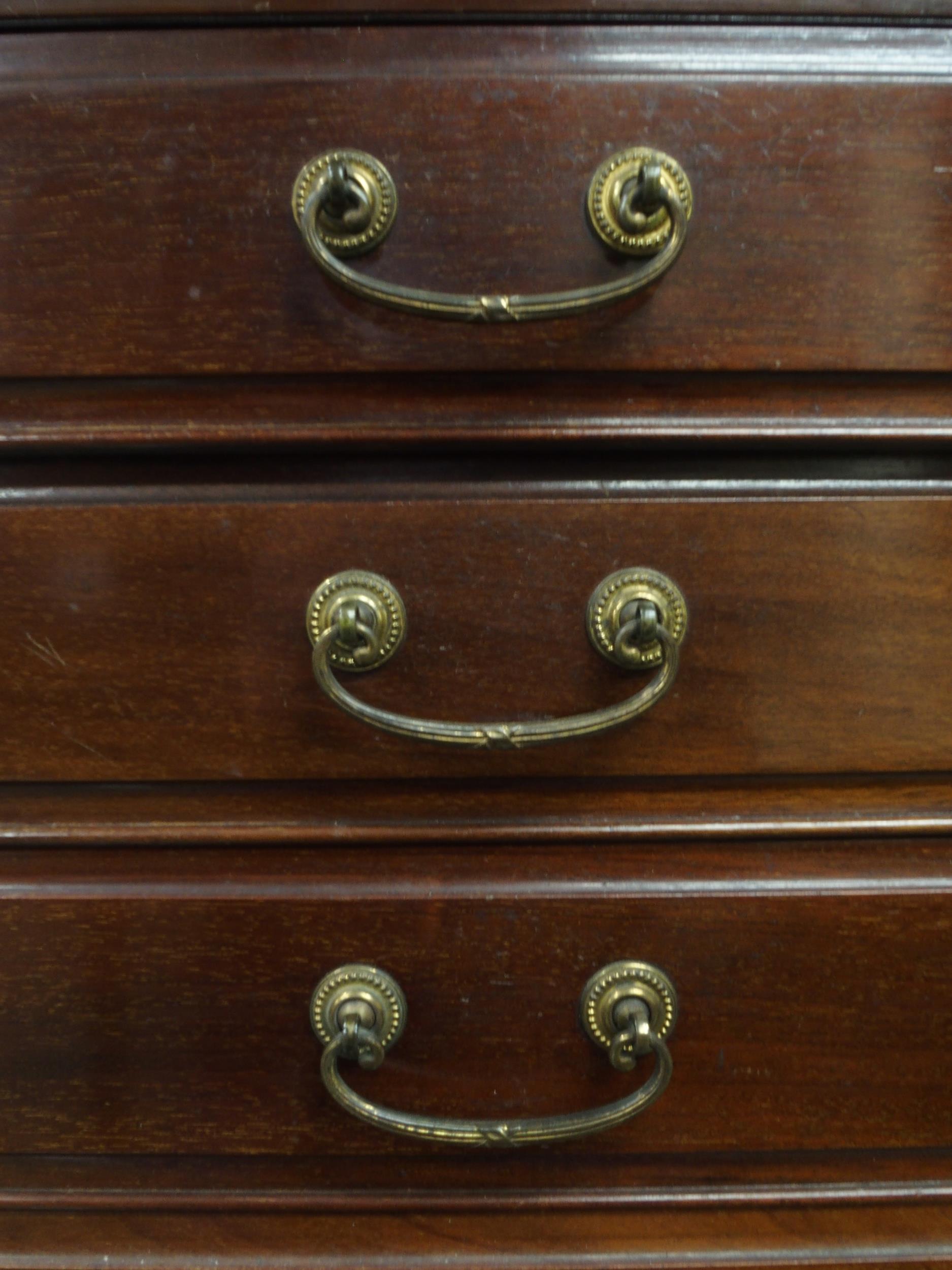 An Edwardian mahogany music cabinet with six drawers with hinged front facings on cabriole supports, - Image 4 of 6