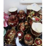 A collection of Carlton Ware rouge royale including vases, ginger jars etc Condition Report:No