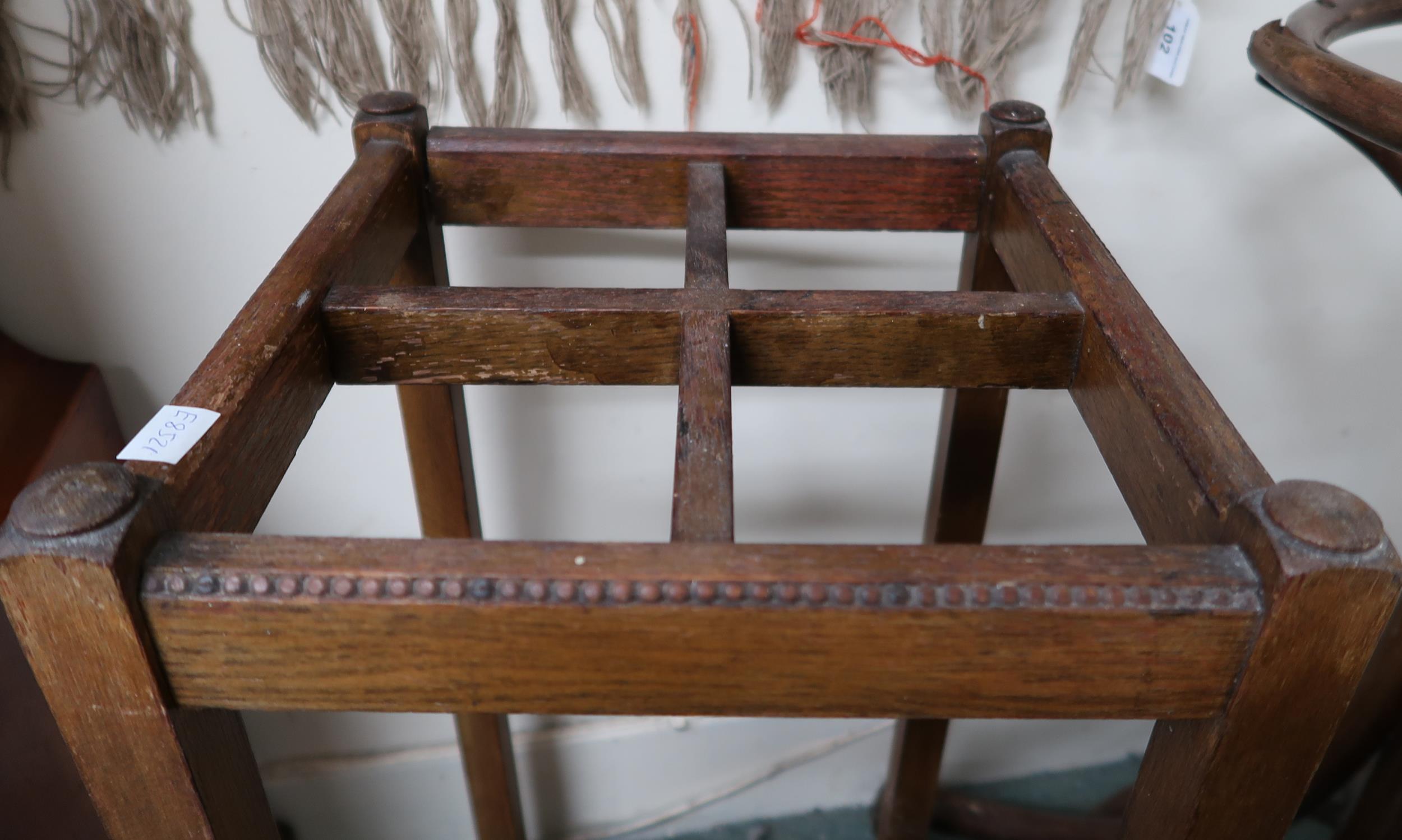 A late Victorian six branch bentwood hat and coat stand, 193cm high and an oak umbrella stand, - Image 3 of 5