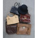 A leather attaché case, assorted ladies handbags etc Condition Report:No condition report