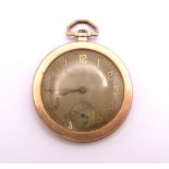 A 14k gold Election 16 jewel pocket watch with an engine turned case, diameter 4.5cm, weight with