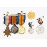 A WW1 medal group of three awarded to T2-9601 Dvr. D.J. Davies, Army Service Corps, comprising