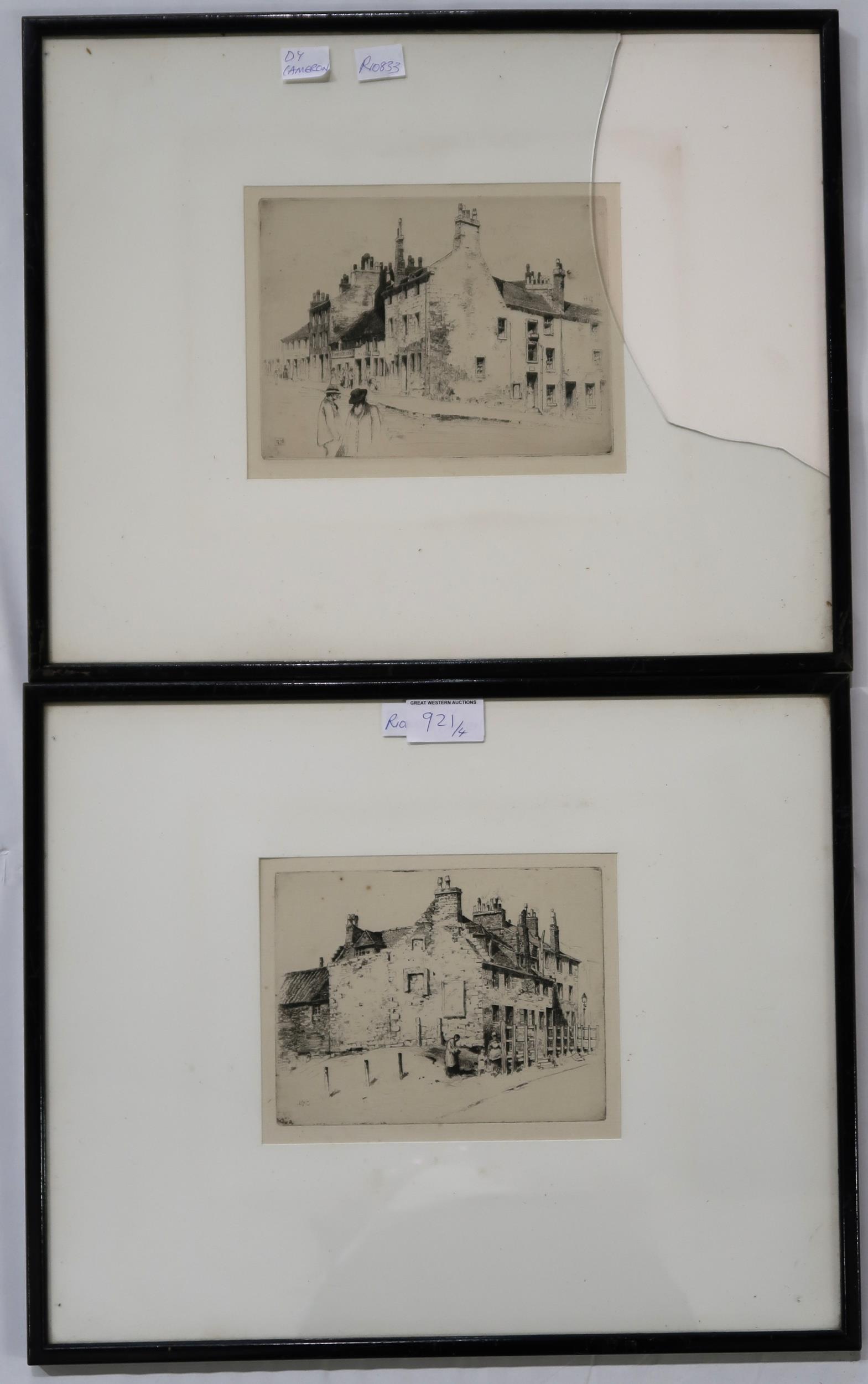 JAMES MACINTYRE Ladywell, Glasgow, 23 x 16cm D.Y.CAMERON Glasgow buildings, etchings,14 x 17cm and - Image 3 of 4