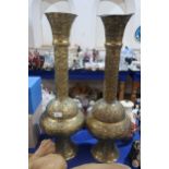 A large pair of Indian brass vases with pierced decoration Condition Report:Available upon request