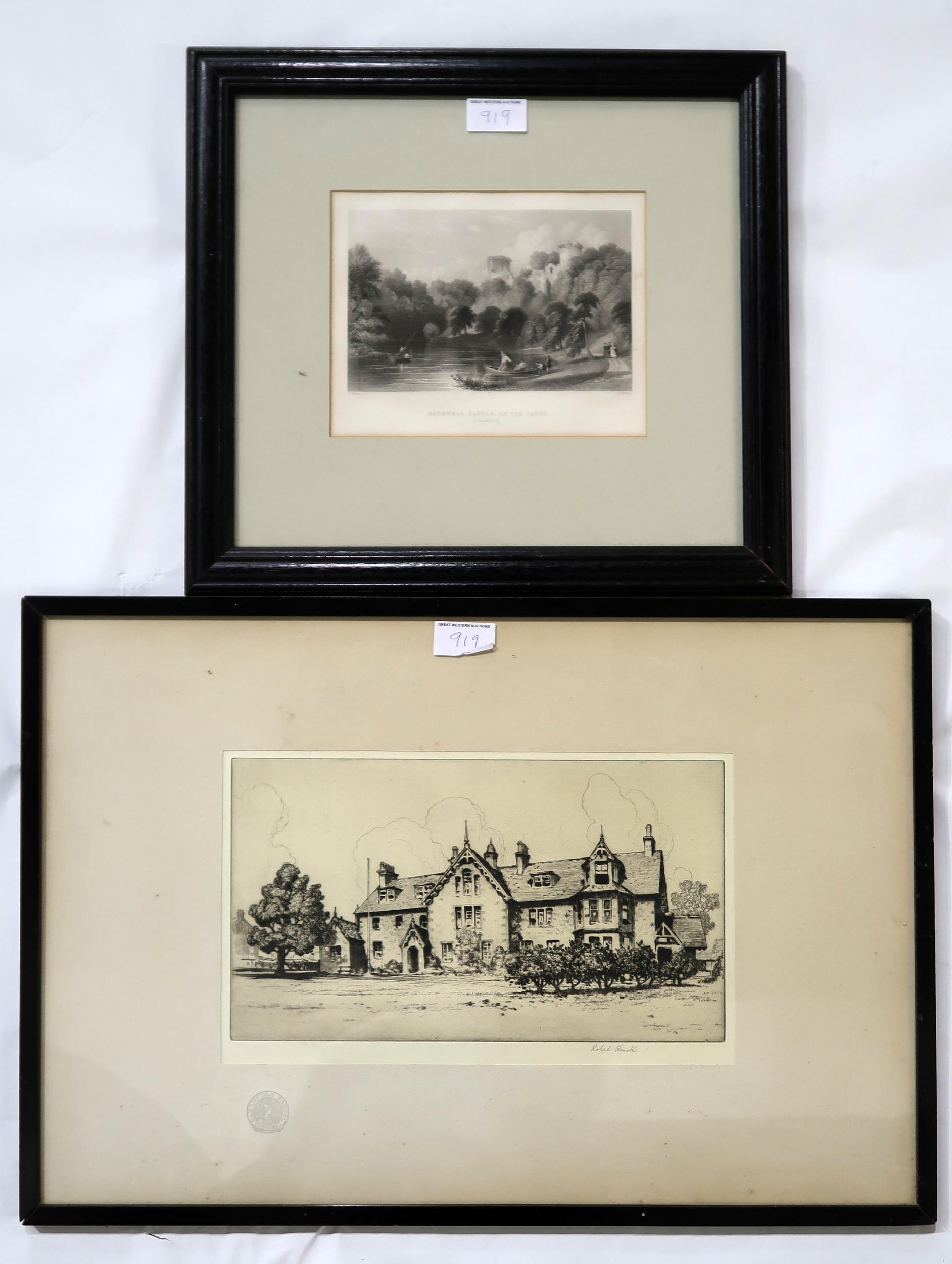 ROBERT HOUSTON Larchfield School, signed, etching, 19 x 32cm,WILLIAM WALCOT Venice, signed, - Image 5 of 5