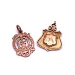 A 9ct Masonic medallion Main St. Glengarnock 1919, and a further 9ct medallion, weight 9.5gms