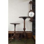 A lot comprising two assorted 20th century mahogany wine tables and a J. Brown Glasgow barometer/