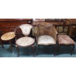 A lot comprising 20th century mahogany framed cane armchair, parlour armchair, parlour chair,