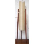 A mid 20th century "rocket" lamp with fibreglass shade on teak supports, 110cm high Condition