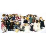 A large collection of mixed late-20th century porcelain-headed dolls Condition Report:Available upon