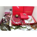 Boxed items by Butler & Wilson to include a cat brooch, Lola Rose necklaces, diamante etc