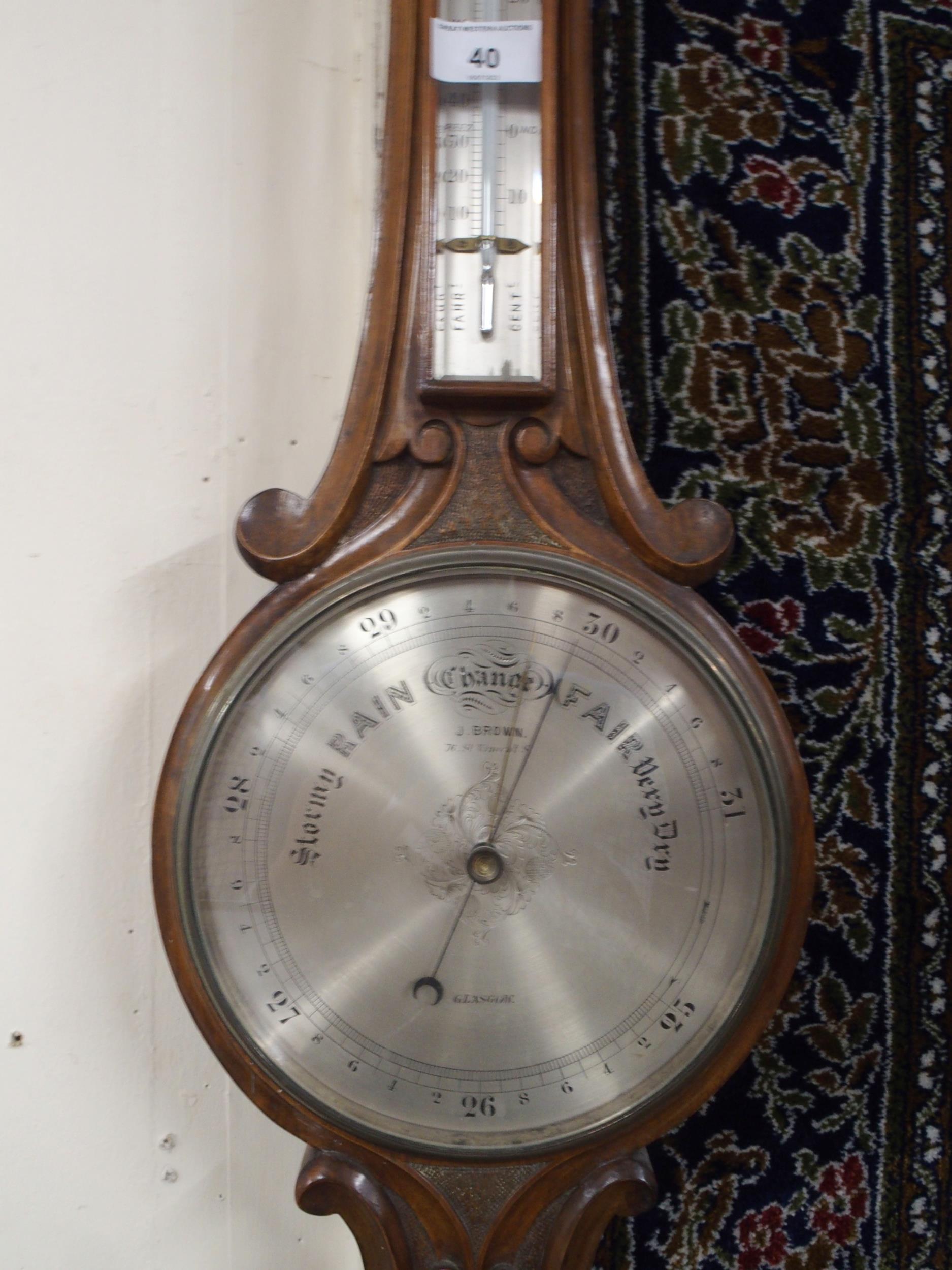 A lot comprising two assorted 20th century mahogany wine tables and a J. Brown Glasgow barometer/ - Image 2 of 2