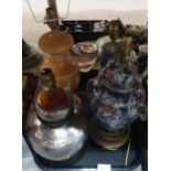 Four assorted table lamps, including a crystalline glaze example Condition Report:No condition
