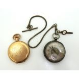 A silver pocket watch, with decorative dial, London hallmarks for 1874, together with a Waltham gold