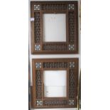 A pair of Liberty & Co style frames with Moorish style bone and mother of pearl inlaid corners