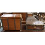 A Victorian rosewood veneered writing slope and a dome top chest (2) Condition Report:Available upon