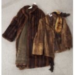 A long dark brown fur coat, a fur jacket and a stole Condition Report:No condition report