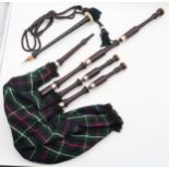 R.G. LAWRIE BAGPIPES a set of blackwood nickel and ivory mounted parlour bagpipes, the bass top