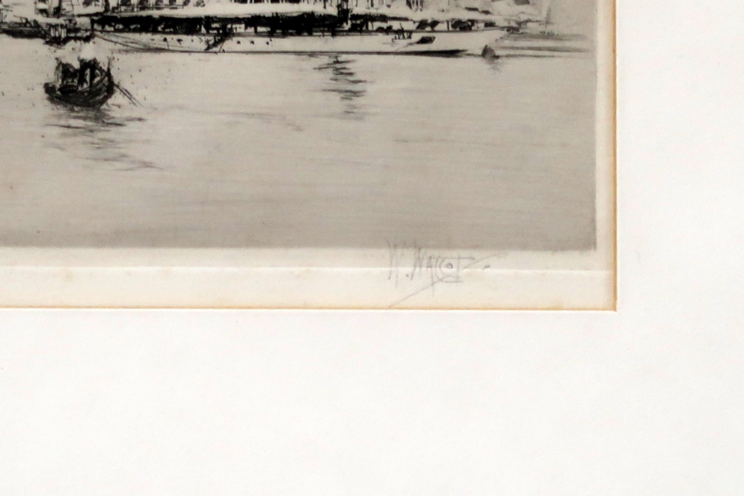 ROBERT HOUSTON Larchfield School, signed, etching, 19 x 32cm,WILLIAM WALCOT Venice, signed, - Image 3 of 5