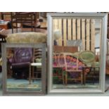A lot comprising contemporary painted framed bevelled glass wall mirror, 131cm x 94cm and another